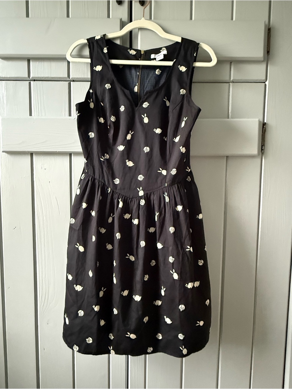 Bar III Black Sleeveless Dress with Cream bunny Motif